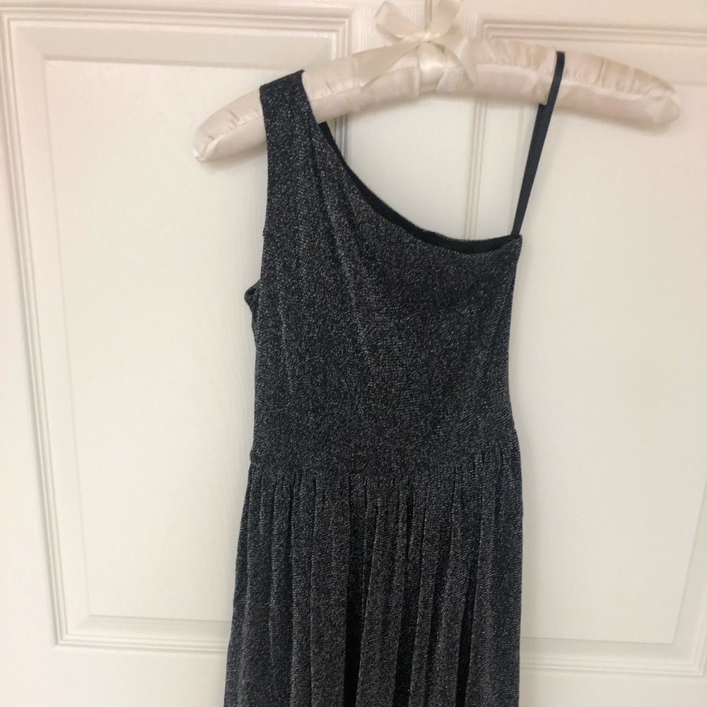 UN DEUX TROIS PARTY DRESS ONE SHOULDER BLACK GLITTER MESH GIRLS SIZE 10